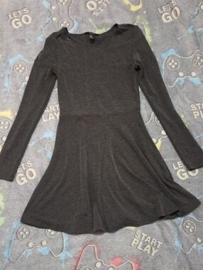 Forever 21 Charcoal Gray Long-Sleeve Fit-and-Flare Dress
